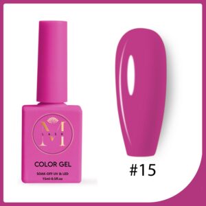 WOO003806þVernis Semi-Permanent Ongles #15 Fushia Intense 15ml – Couleur et Tenue Professionnelle