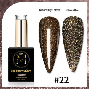 Vernis Semi-Permanent Scintillant #22 Brun Chocolat 15ml – Brillance Intense Professionnelle