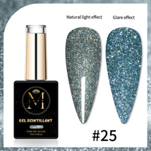 Vernis Semi-Permanent Scintillant #25 Turquoise 15ml – Brillance Intense Professionnelle
