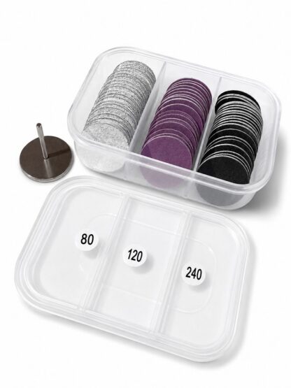 WOO003235þDisques Abrasifs Grain 80/120/240 avec Support Métal – Lime Gel UV, Acrygel et Résine